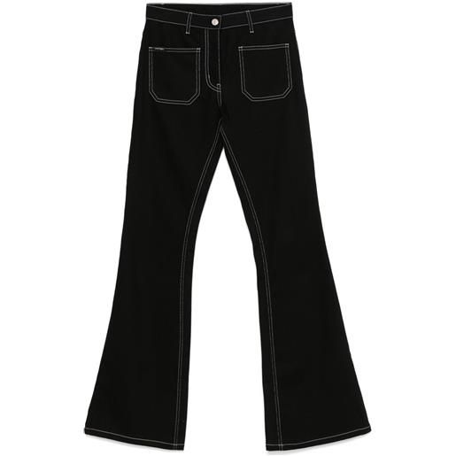 Courrèges jeans topstitched svasati - nero