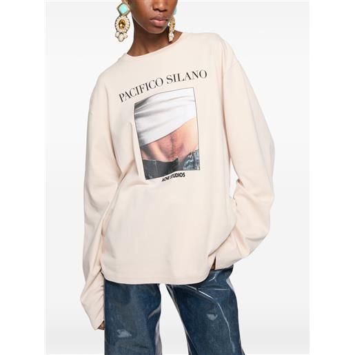 Acne Studios t-shirt a maniche lunghe con logo - toni neutri