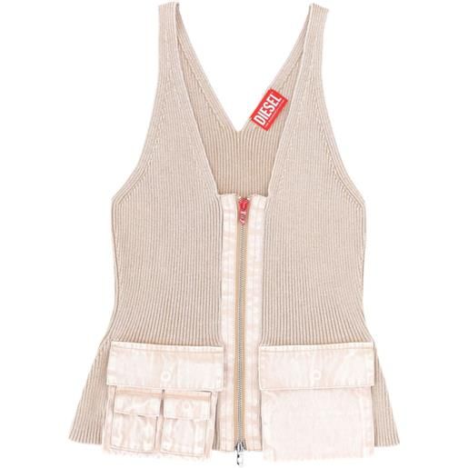 Diesel top con scollo a v - toni neutri