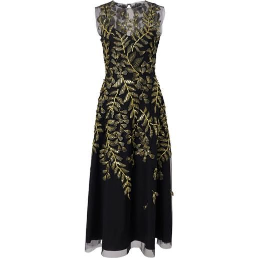 Carolina Herrera abito midi in tulle ricamato - nero