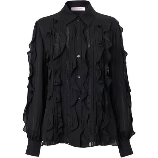 Carolina Herrera camicetta in georgette con ruches - nero
