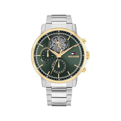 Tommy Hilfiger orologio analogico multifunzione al quarzo da uomo con cinturino in acciaio inossidabile argentato - 1710735
