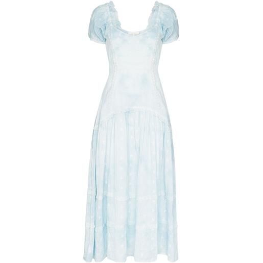 LoveShackFancy abito con pieghe jeanette - blu