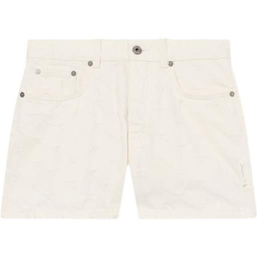 Off-White shorts denim con effetto jacquard - bianco