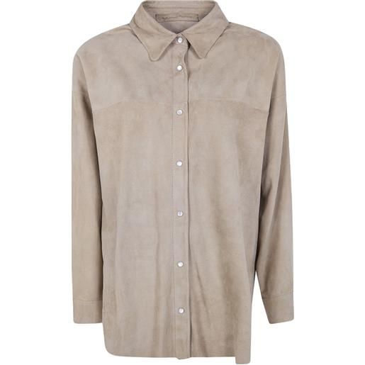 Salvatore Santoro gonna in pelle con frange - toni neutri