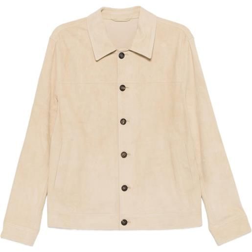 Eleventy giacca-camicia in pelle - toni neutri