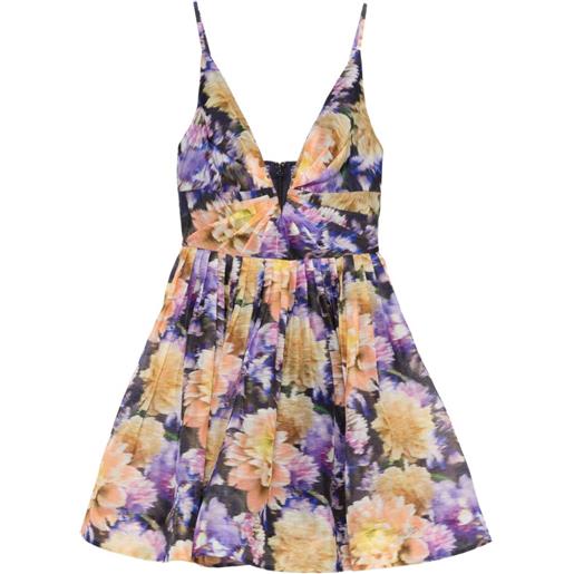 ZIMMERMANN abito corto a fiori con scollo a v - viola