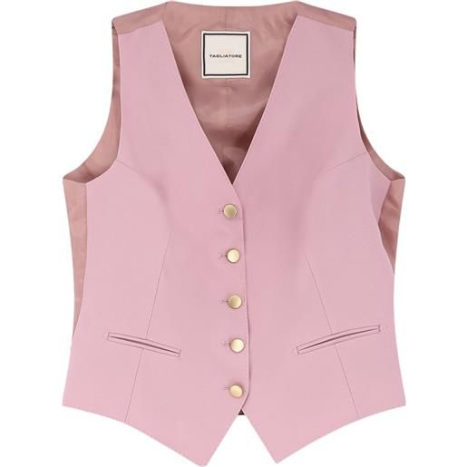 Tagliatore gilet con scollo a v e bottoni - rosa