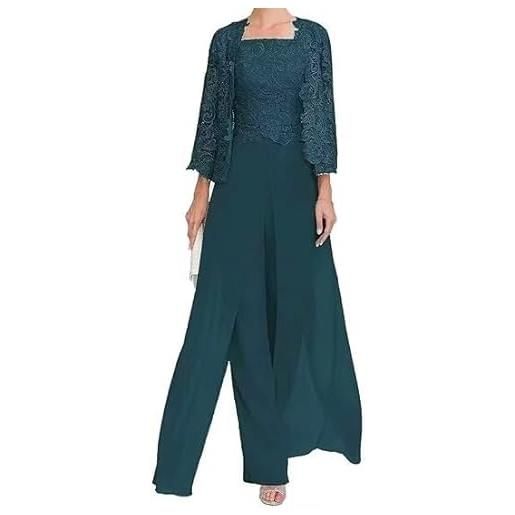 Sincemeet abito lungo da donna in chiffon a tre pezzi per madre pizzo chiffon madre della sposa abiti con giacca