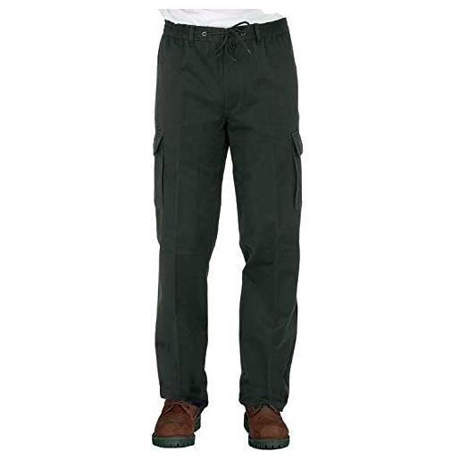 SEA BARRIER Pantalone Cargo Uomo Isola Verde – Cotone 100%, Vita Regolabile Con Elastico, Tasche Laterali, Comodo Per Primavera/Estate