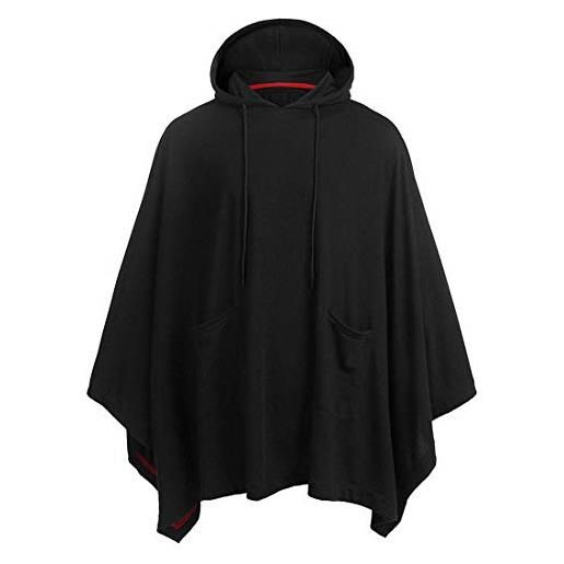 PPPPA unisex casual poncho con cappuccio uomo top larghi orlo irregolare cappotto moda felpa pullover con tasca poncho invernale oversize caldo coperta indossabile mantello avvolge scialle lungo