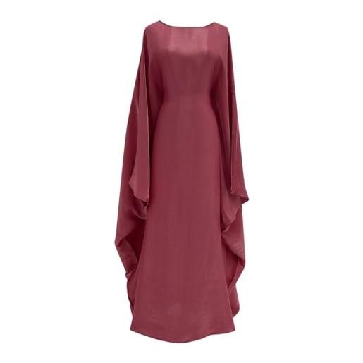 Generisch abito musulmano da donna ramadan, in raso, per preghiera, medio oriente, abaya baggy, taglie grandi, tinta unita, girocollo, abaya con vita, maxi abito grande con orlo caftano, ramadan, vestito estivo