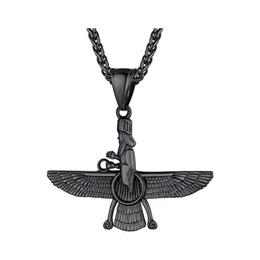 COOLSTEELANDBEYOND Cervo Renna Testa Ciondolo con Turchese, Collana Pendente Uomo Donna, Acciaio Inossidabile, Palla Catena 75CM