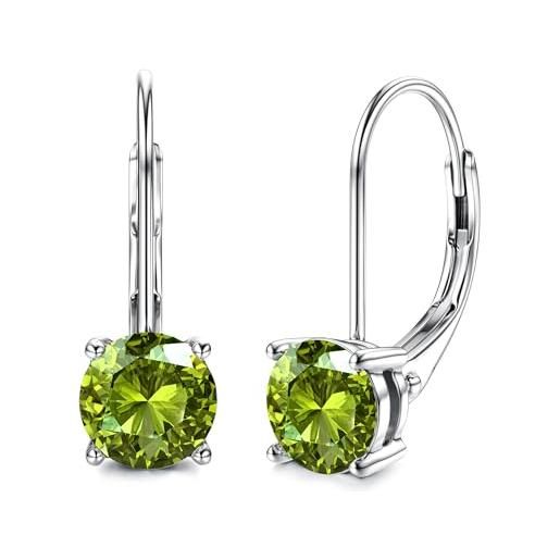 Orecchini A Perno In Argento 925 Con Diamante Nero Simulato 2,00 Ct - Platinadesign01
