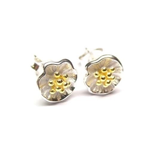 Orecchini Loto Argento Sterling 925 Loto e Barra Borchie Giacche Orecchini per Donne e Ragazze
