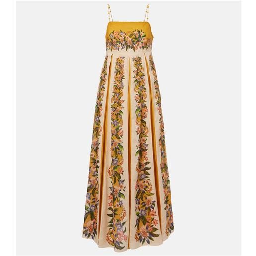 Farm Rio abito lungo plissã© in cotone con stampa floreale