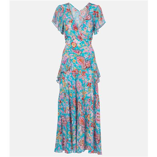 Rixo abito midi evie in crãªpe de chine di seta