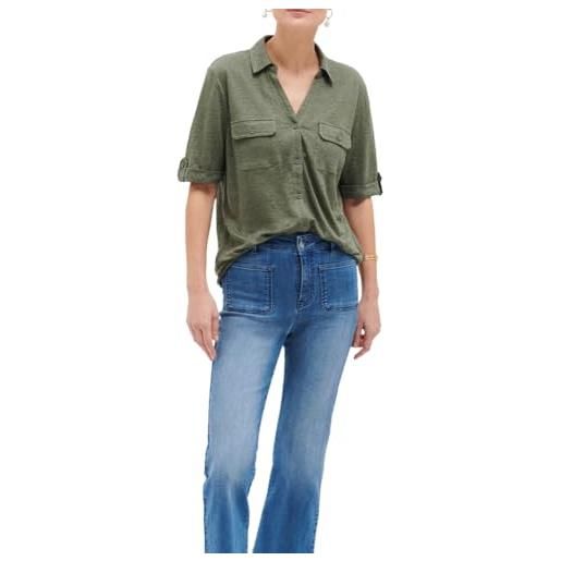 Caroll t-shirt a camicia 100% lino, verde cachi, xs