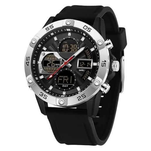 findtime Orologio digitale da uomo, rettangolare, sportivo, digitale