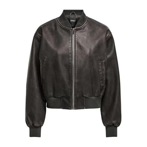 ONLY onljane bomber otw - bomber da donna in finta pelle, marrone cioccolato, taglia s, marrone cioccolato, s