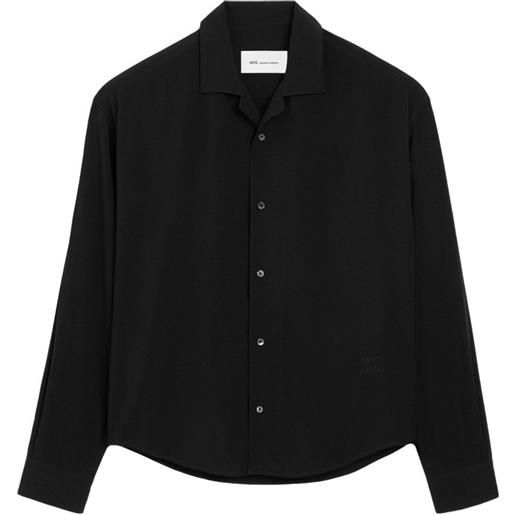 AMI Paris camicia a maniche lunghe con ricamo - nero
