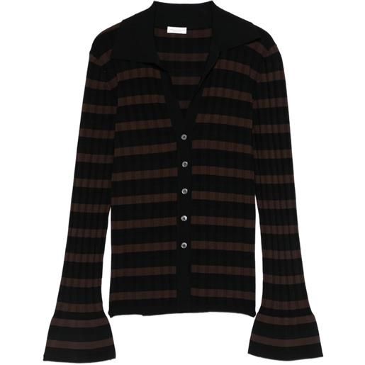 Roberto Collina camicia a righe con scollo a v - nero