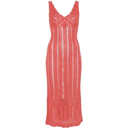 TWINSET abito midi con scollo a v - rosso