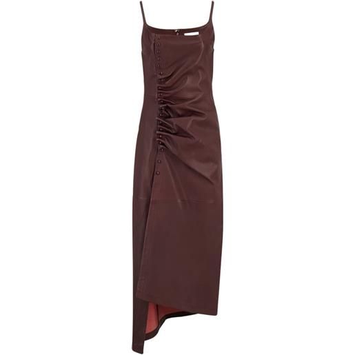 Rabanne abito asimmetrico con ruches - rosso