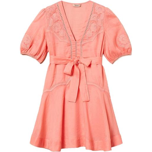 TWINSET abito corto con ricamo - rosa