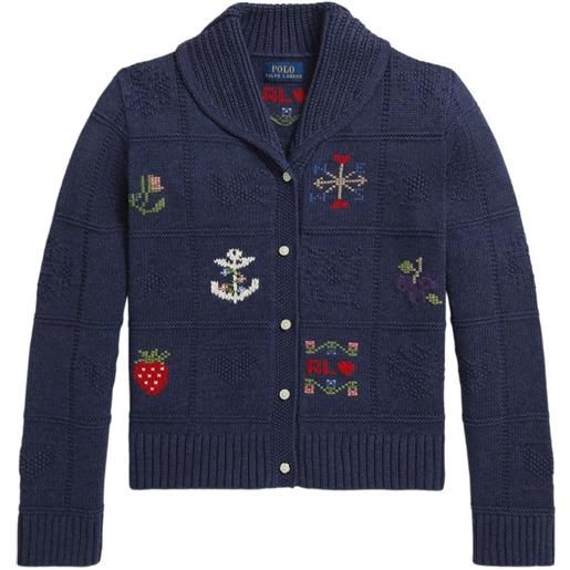 POLO RALPH LAUREN KIDS cardigan con scollo a scialle - blu
