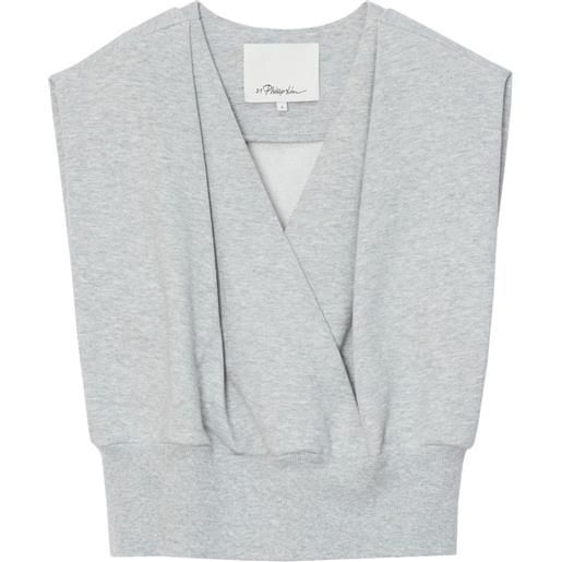 3.1 Phillip Lim top smanicato con scollo a v - grigio
