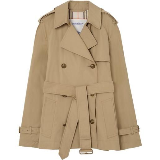 Burberry trench belgravia corto in cotone leggero - toni neutri