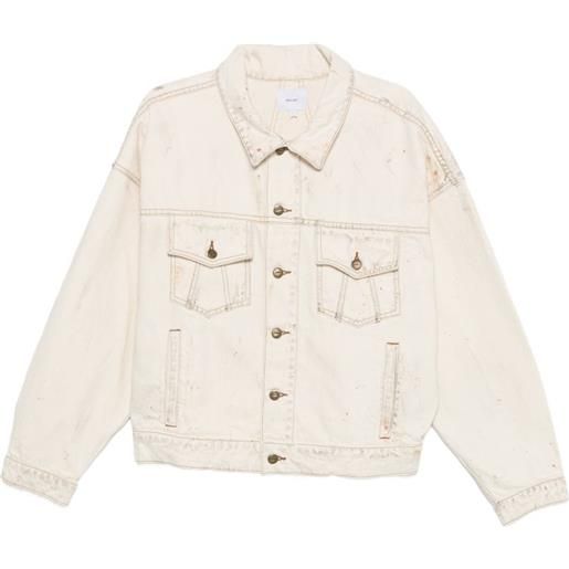 RHUDE giacca denim con effetto vissuto - toni neutri