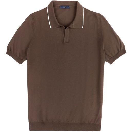 Fay t-shirt con scollo a v - marrone