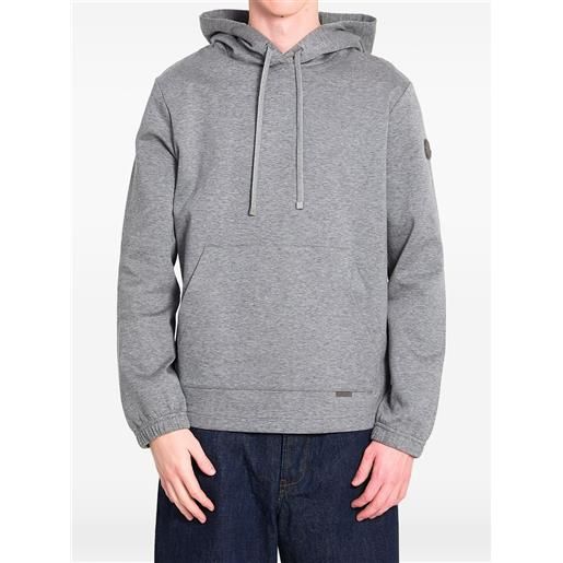 Moncler felpa con cappuccio, zip e tasca a marsupio - grigio