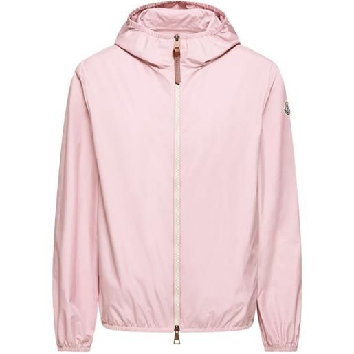 Moncler impermeabile con cappuccio e logo - rosa