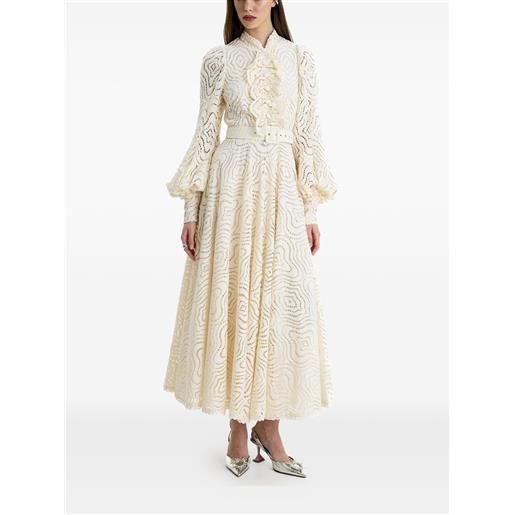 MOOS STUDIO abito lungo ethereal grace con ruches - toni neutri