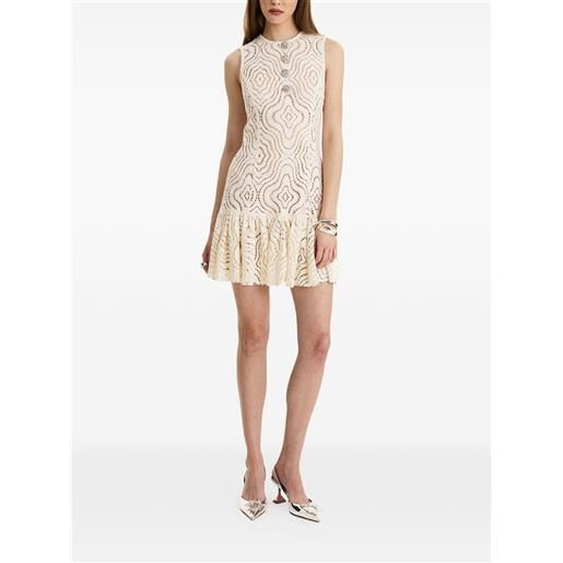 MOOS STUDIO abito corto ivory affair con ruches - toni neutri