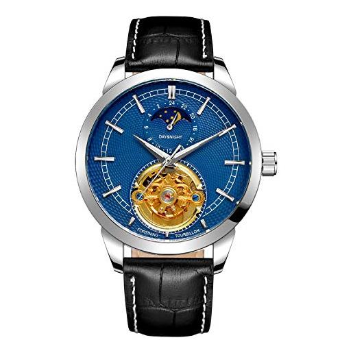 FORSINING Orologio Uomo Automatico Scheletrato – Quadro Sole E Luna – Cinturino Acciaio Inox - 2
