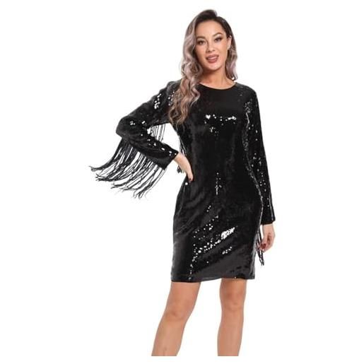 Vhersily abito vintage elegante paillettes tubino cocktail vestito da sera donna 1920s abito anni 20 charleston flapper dress leotard abiti da festa aderente corto sexy per serate ed eventi