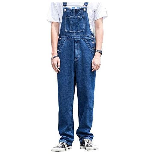 ENEN salopette da uomo in denim, jeans pagliaccetti con bretelle moda tasca cargo pantaloni larghi da lavoro casual tuta da uomo in denim pantaloni reggicalze
