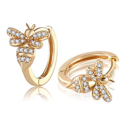 Orecchini A Clip Traveller Placcati Oro 22K Con Cristallo, 13x11 Mm, Ecologici
