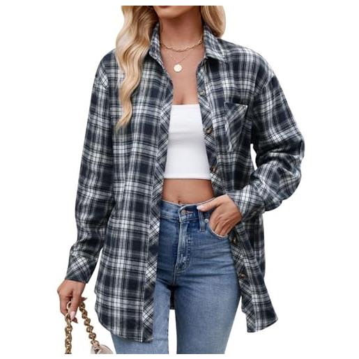 Camicia in flanella da donna, stile moda autunno 2024