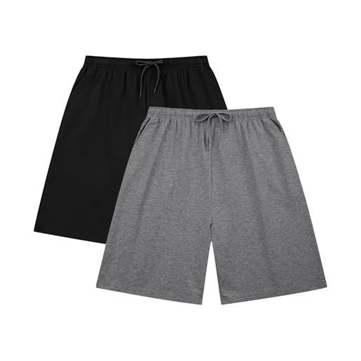 HomyComy pantaloncini da pigiama da uomo pantaloni corti in cotone pantaloncini a quadri pigiama da uomo con tasche