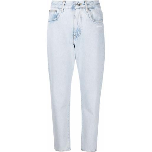 Off-White jeans crop diag con stampa - blu