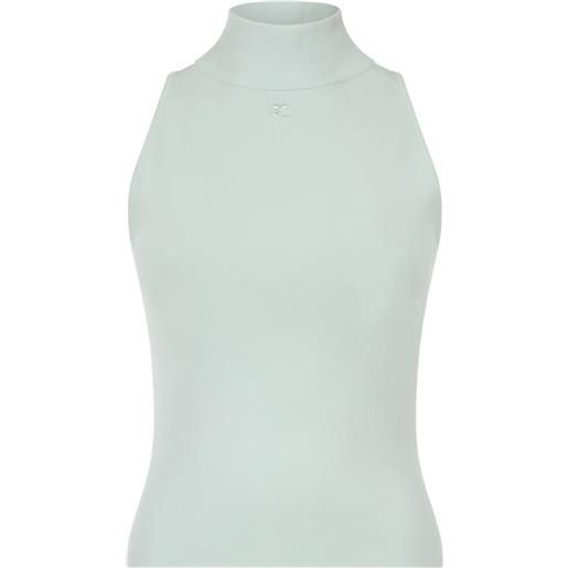 Courrèges maglione heritage smanicato a collo alto - verde