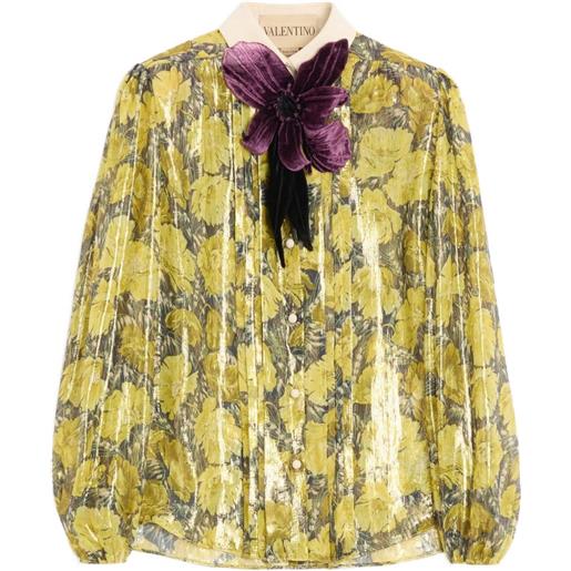 Valentino Garavani lurex shirt with après l'hiver poppies print - giallo