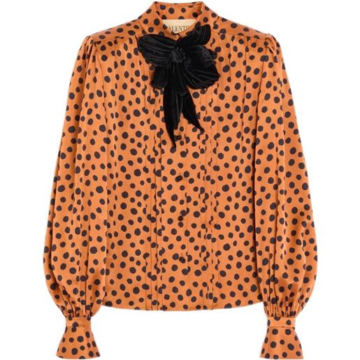 Valentino Garavani crepe satin shirt with plus de pois dalmata print - arancione