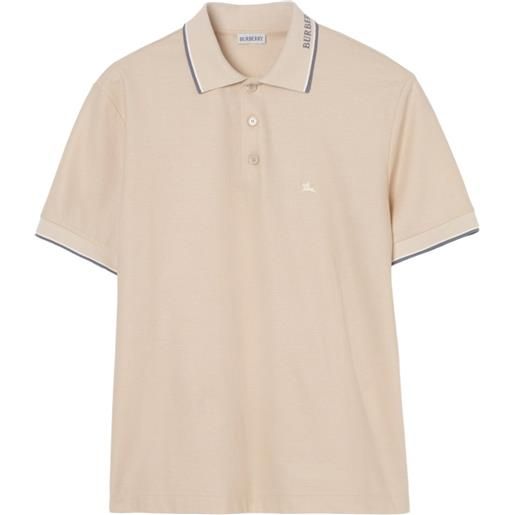 Burberry polo con logo - toni neutri