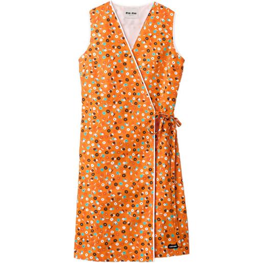 Miu Miu abito midi a fiori - arancione